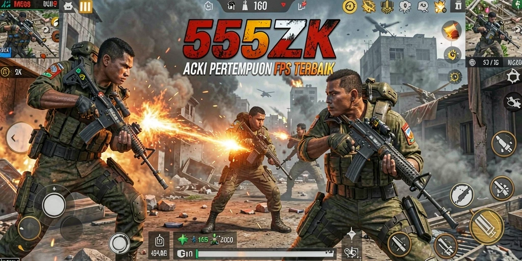 Tangkapan layar menunjukkan aksi intens dalam gameplay FPS.