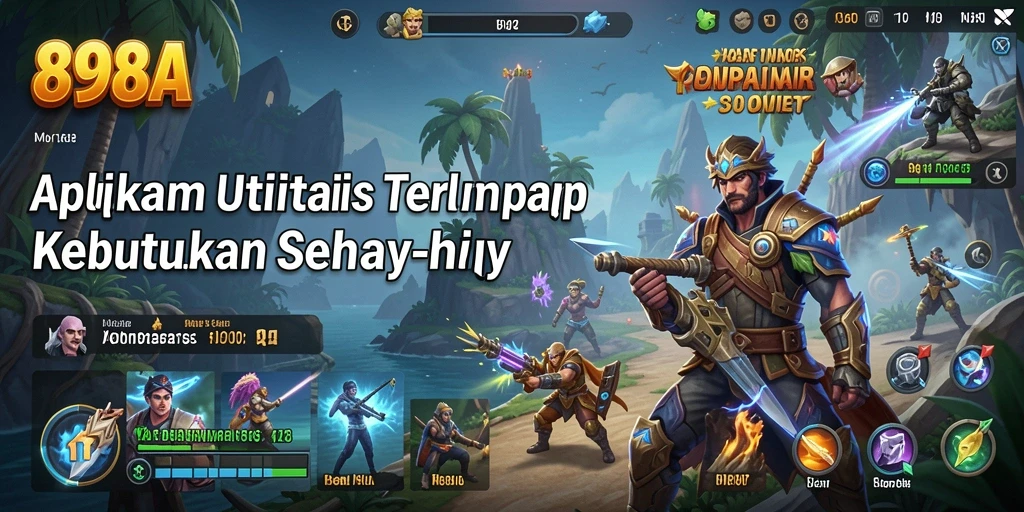 Tampilan utama aplikasi 898A dengan berbagai fitur utilitas.