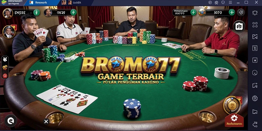 Screenshot gameplay poker BROMO77 yang menarik dan interaktif.