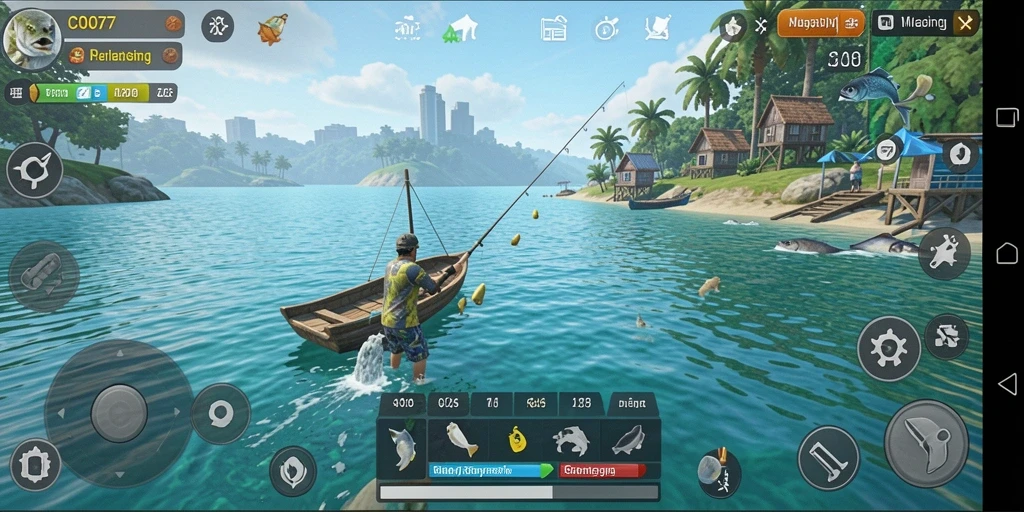 Tampilan gameplay yang menakjubkan dalam <strong>C0077</strong>, menampilkan aksi memancing yang seru.