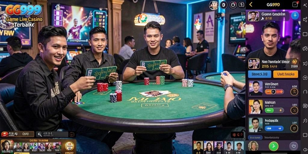 Screenshot gameplay GG999 yang menampilkan suasana Live Casino yang interaktif.