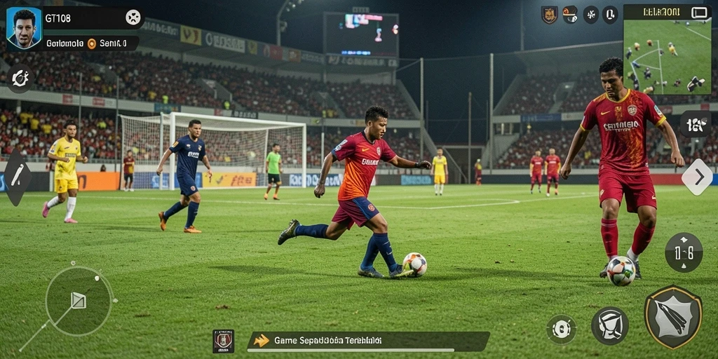Tangkapan layar menampilkan serunya gameplay sepak bola GT108.