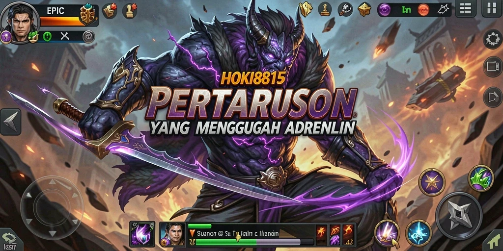 Screenshot utama HOKI8815 menampilkan aksi pertarungan yang intens.