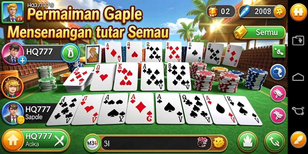 Tampilan gameplay Gaple yang menarik dan seru di HQ777.