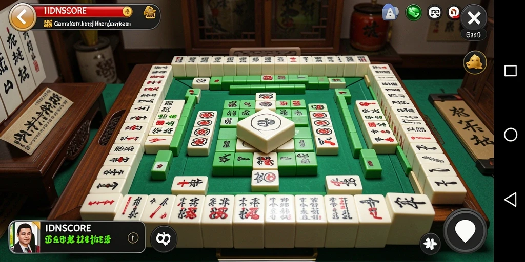 Screenshot IDNSCORE menampilkan gameplay Mahjong yang menantang dan seru.