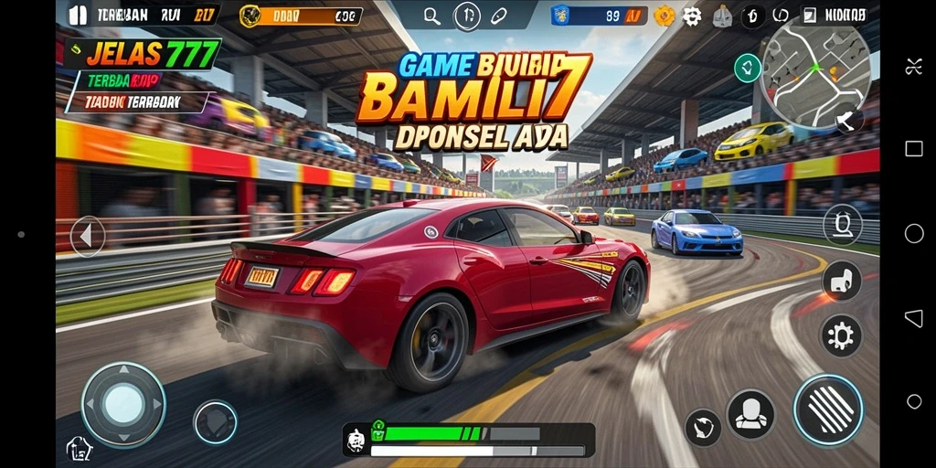 Screenshot menarik dari gameplay balap mobil JELAS777.