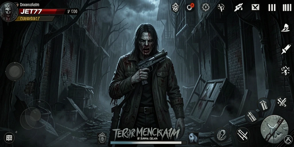 Screenshot gameplay JET77 yang mencekam dan menegangkan.