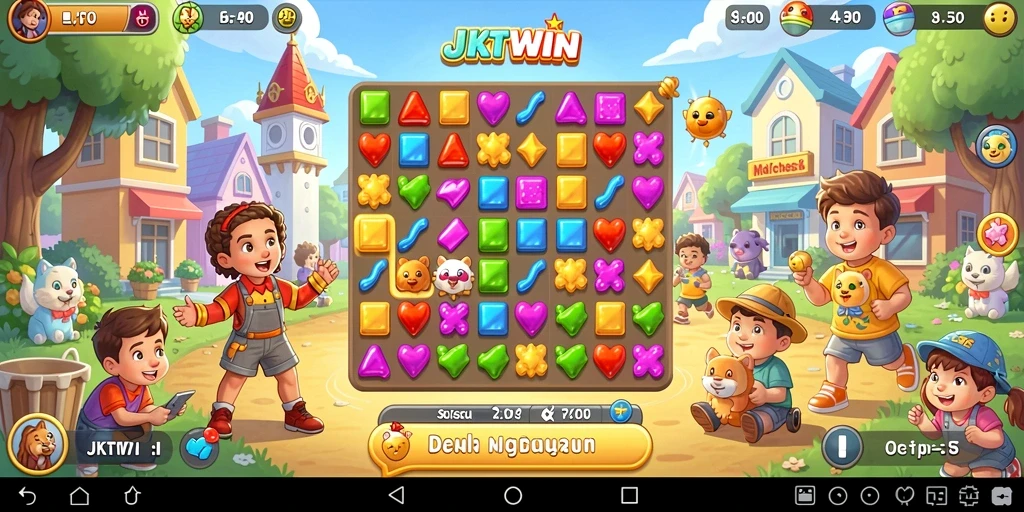 Gameplay seru JKTWIN dengan tantangan Match-3 yang mendebarkan.