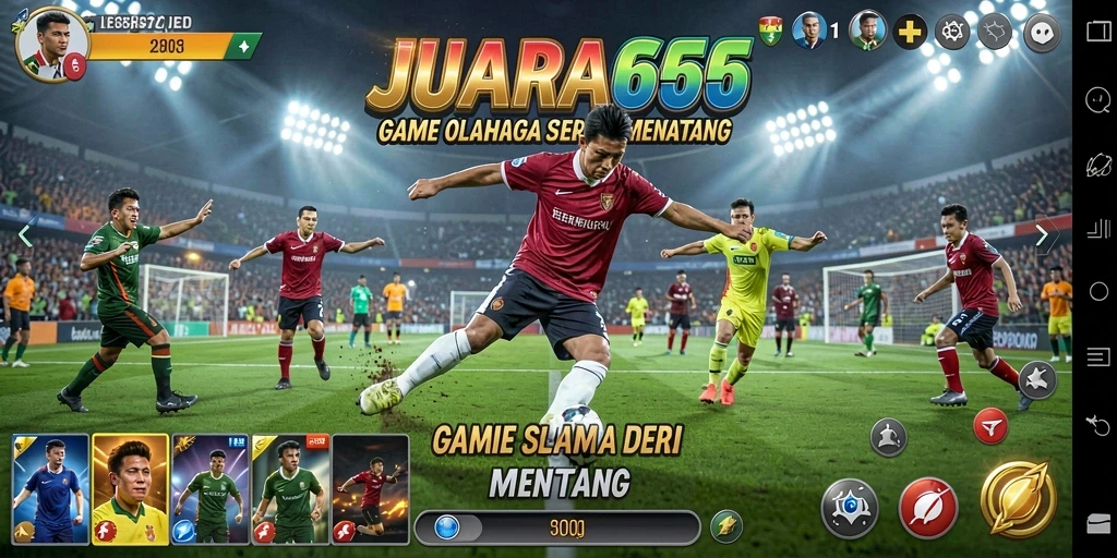 Tampilan gameplay yang mendebarkan dari JUARA666 di lapangan olahraga.