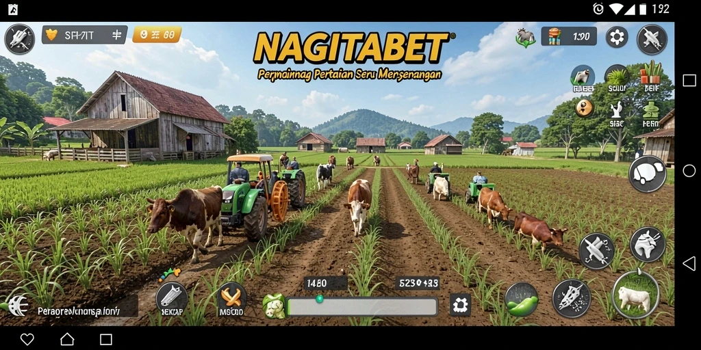 Screenshot utama NAGITABET menampilkan gameplay pertanian yang menarik.