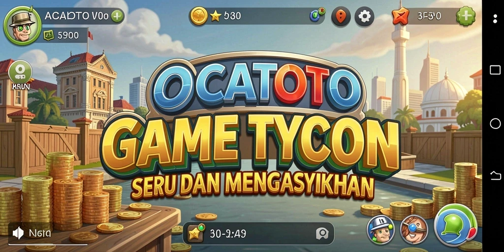 Tampilan gameplay OCATOTO yang menampilkan keseruan mengelola bisnis.