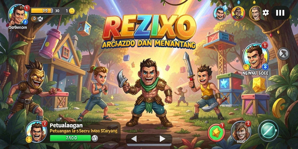 Tangkapan layar REZIXO menampilkan gameplay aksi yang seru.