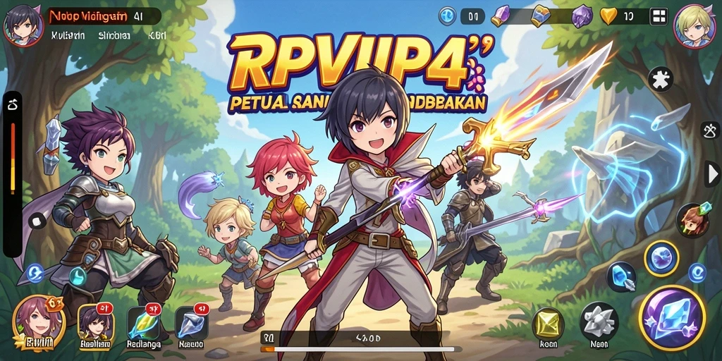 Tampilan gameplay RPVIP4 dengan karakter anime yang menakjubkan.