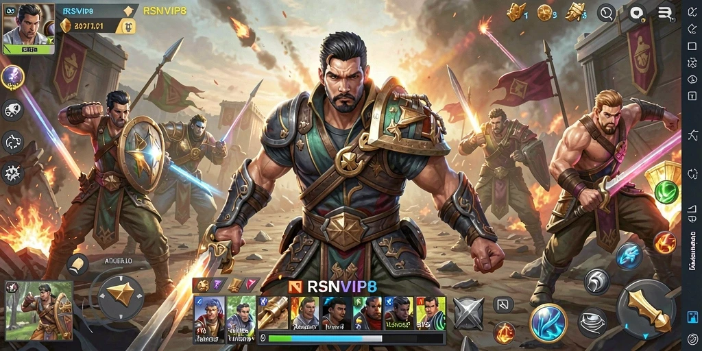 Tangkapan layar dari gameplay RSNVIP8 yang menampilkan aksi pertempuran Battle Royale.