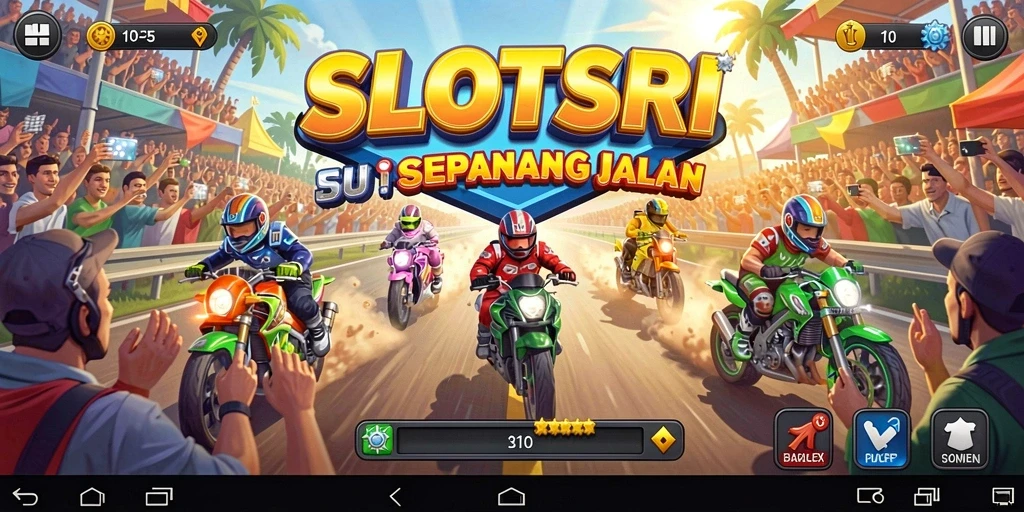Gameplay seru balapan di SLOTSRI dengan mobil cepat.