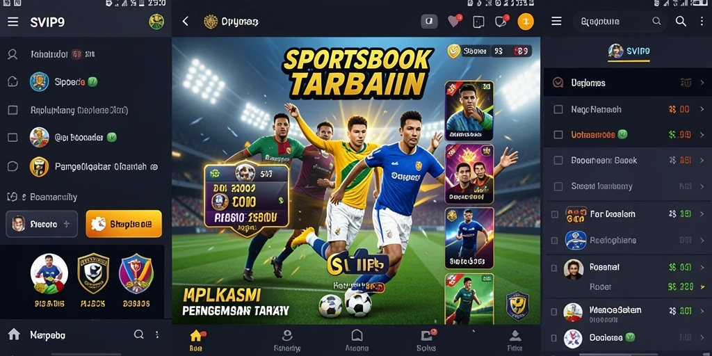 Tampilan menarik dari aplikasi SVIP9 yang menampilkan taruhan olahraga.